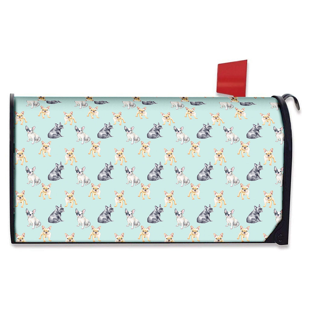 Watercolor French Bulldog Pattern Print Mailbox Cover