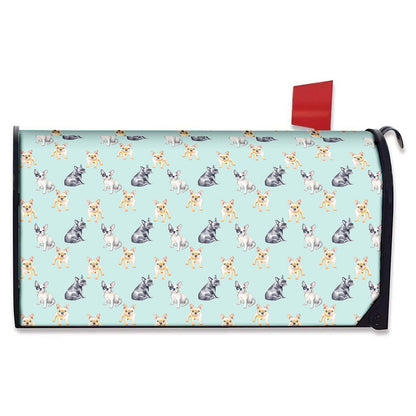 Watercolor French Bulldog Pattern Print Mailbox Cover