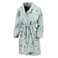 Watercolor French Bulldog Pattern Print Men's Bathrobe