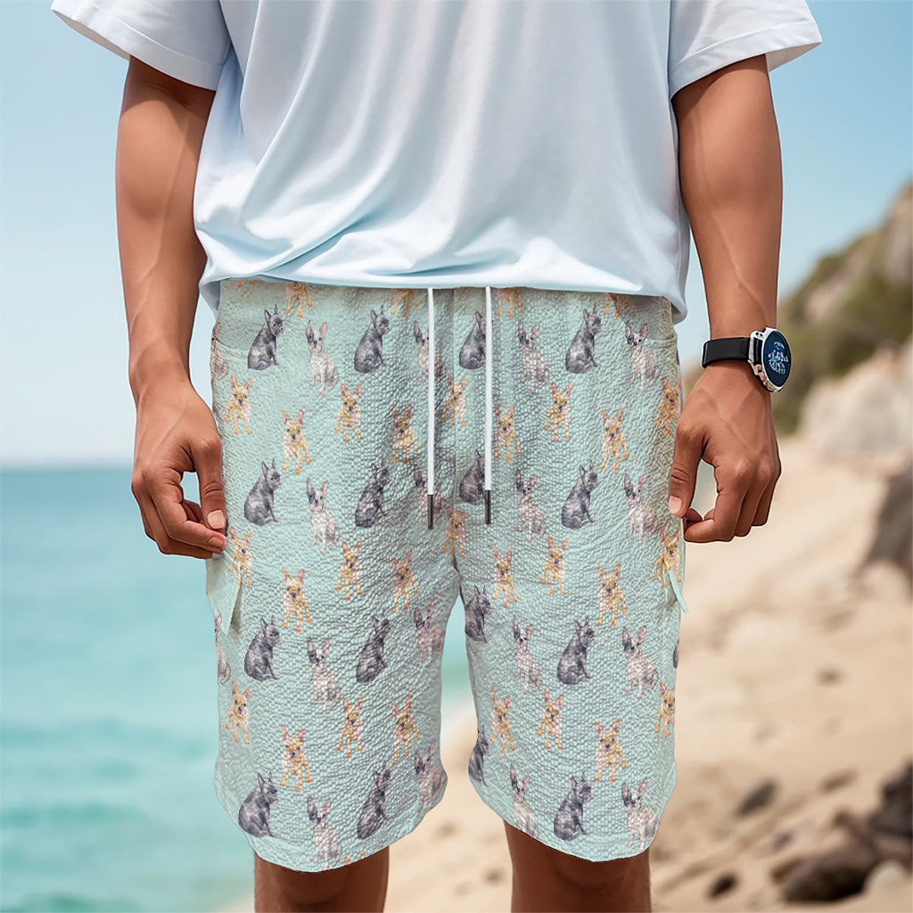 Watercolor French Bulldog Pattern Print Men's Cargo Shorts