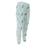 Watercolor French Bulldog Pattern Print Men's Compression Pants