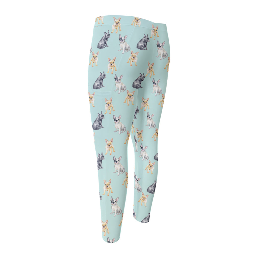 Watercolor French Bulldog Pattern Print Men's Compression Pants