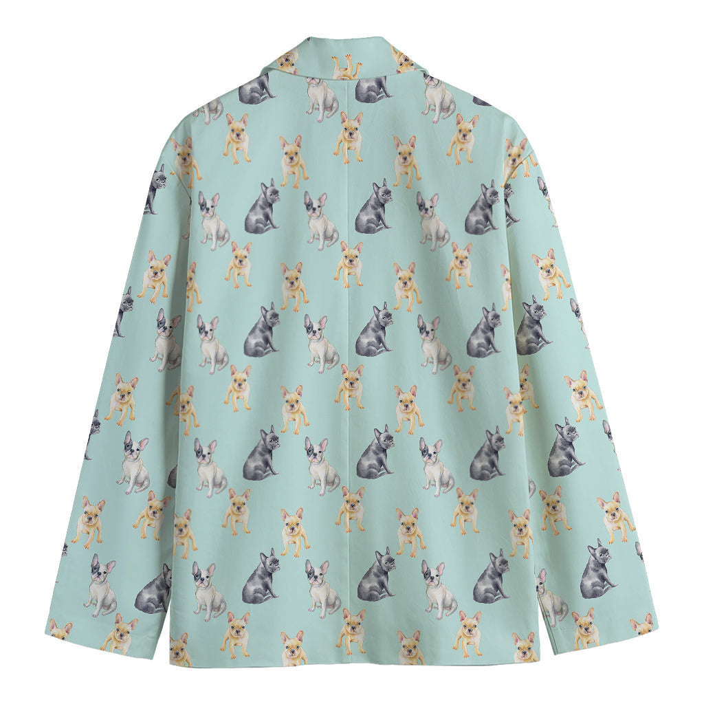 Watercolor French Bulldog Pattern Print Men's Cotton Blazer
