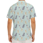 Watercolor French Bulldog Pattern Print Men's Deep V-Neck Shirt