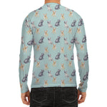 Watercolor French Bulldog Pattern Print Men's Long Sleeve Rash Guard