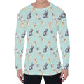 Watercolor French Bulldog Pattern Print Men's Long Sleeve T-Shirt