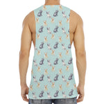 Watercolor French Bulldog Pattern Print Men's Muscle Tank Top