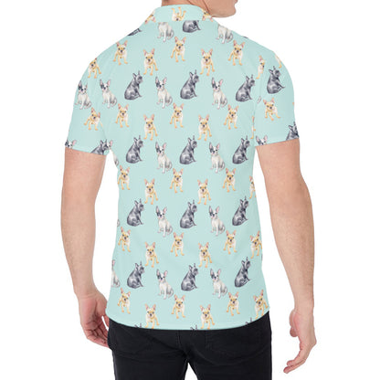 Watercolor French Bulldog Pattern Print Men's Shirt