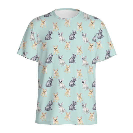 Watercolor French Bulldog Pattern Print Men's Sports T-Shirt
