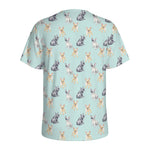 Watercolor French Bulldog Pattern Print Men's Sports T-Shirt
