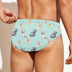 Watercolor French Bulldog Pattern Print Men's Swim Briefs