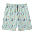 Watercolor French Bulldog Pattern Print Men's Swim Trunks