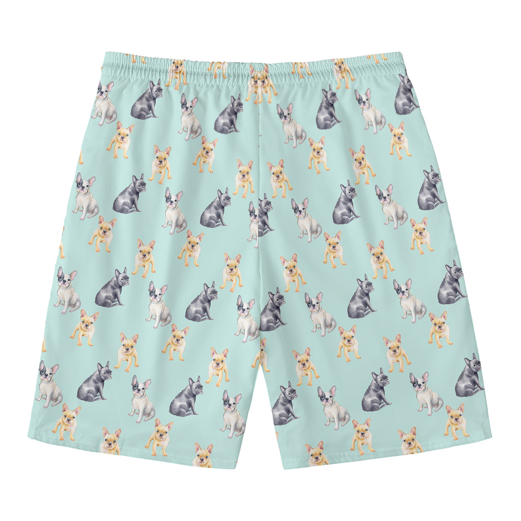 Watercolor French Bulldog Pattern Print Men's Swim Trunks