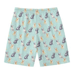 Watercolor French Bulldog Pattern Print Men's Swim Trunks