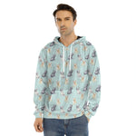 Watercolor French Bulldog Pattern Print Men's Velvet Pullover Hoodie