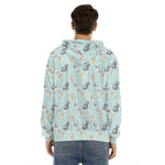 Watercolor French Bulldog Pattern Print Men's Velvet Pullover Hoodie