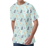 Watercolor French Bulldog Pattern Print Men's Velvet T-Shirt