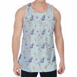 Watercolor French Bulldog Pattern Print Men's Velvet Tank Top