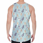 Watercolor French Bulldog Pattern Print Men's Velvet Tank Top