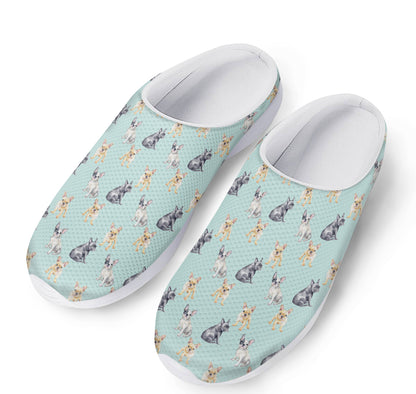 Watercolor French Bulldog Pattern Print Mesh Casual Shoes