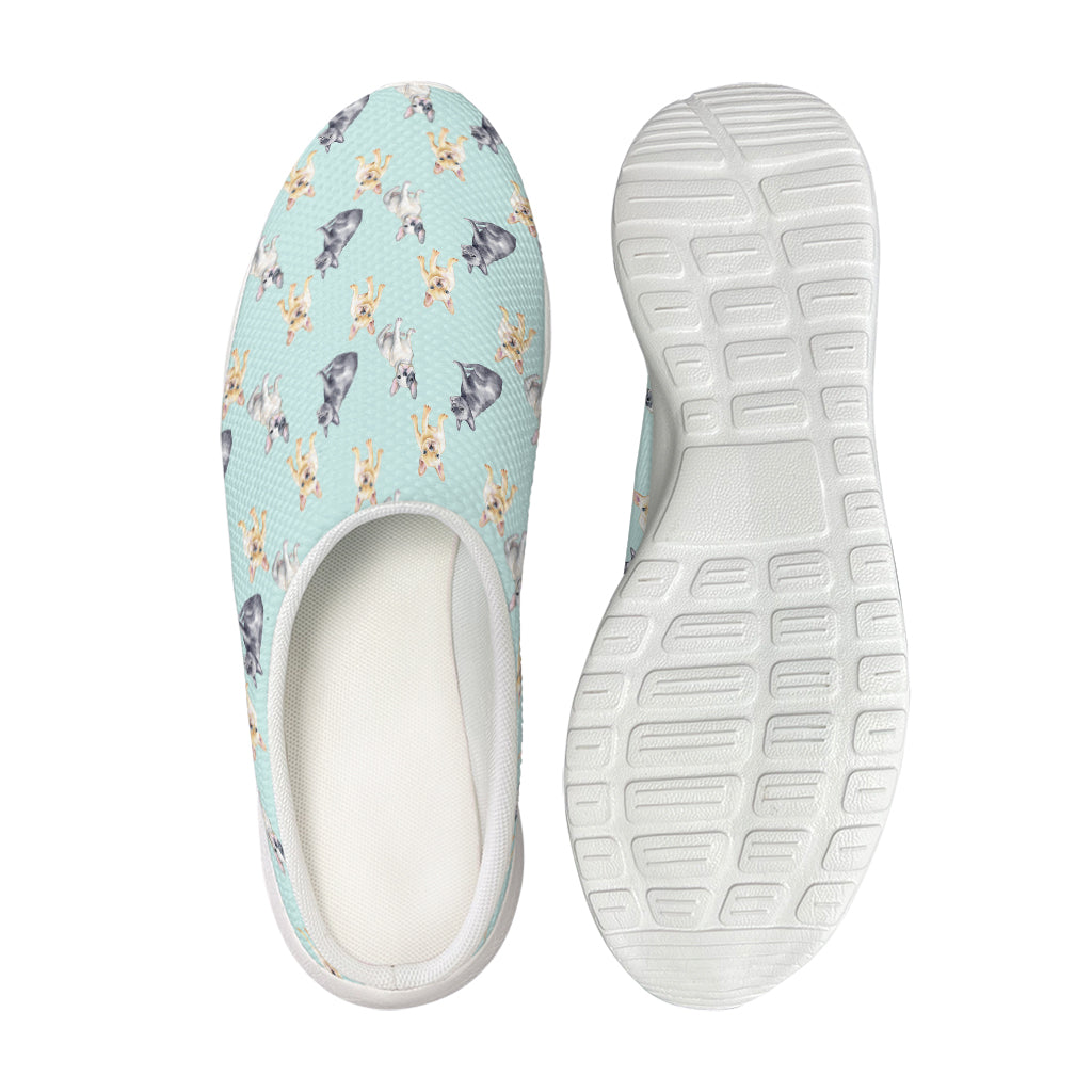 Watercolor French Bulldog Pattern Print Mesh Casual Shoes