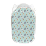 Watercolor French Bulldog Pattern Print Mesh Laundry Hamper