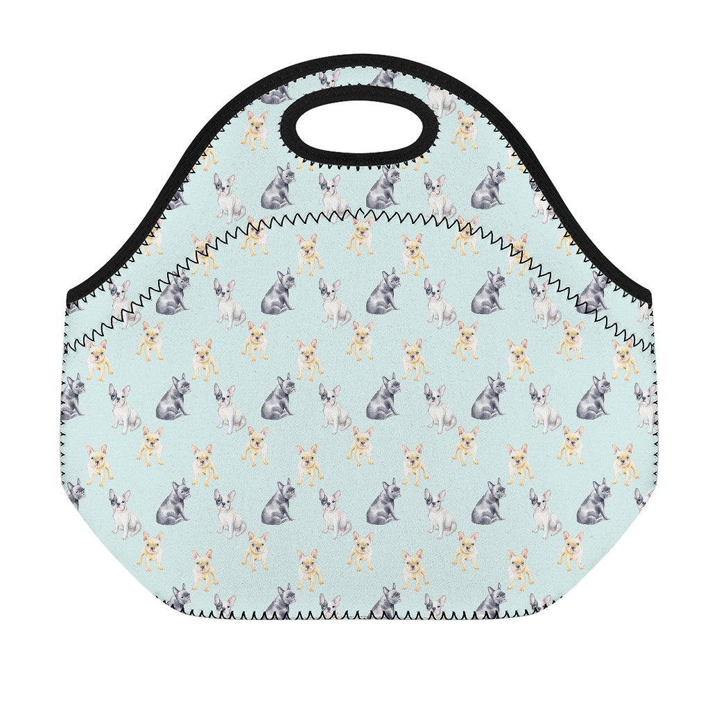 Watercolor French Bulldog Pattern Print Neoprene Lunch Bag