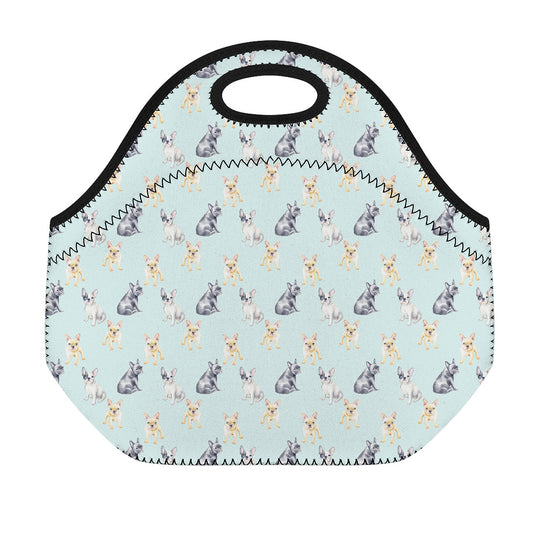 Watercolor French Bulldog Pattern Print Neoprene Lunch Bag