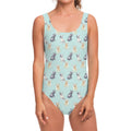 Watercolor French Bulldog Pattern Print One Piece Swimsuit