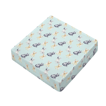 Watercolor French Bulldog Pattern Print Outdoor Seat Cushion Cover
