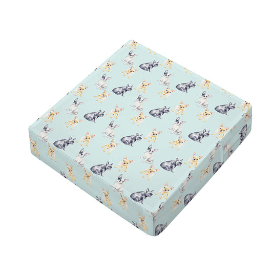 Watercolor French Bulldog Pattern Print Outdoor Seat Cushion Cover