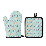 Watercolor French Bulldog Pattern Print Oven Mitt And Pot Holder Set