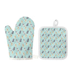 Watercolor French Bulldog Pattern Print Oven Mitt And Pot Holder Set