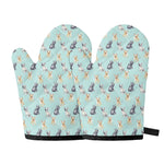 Watercolor French Bulldog Pattern Print Oven Mitts