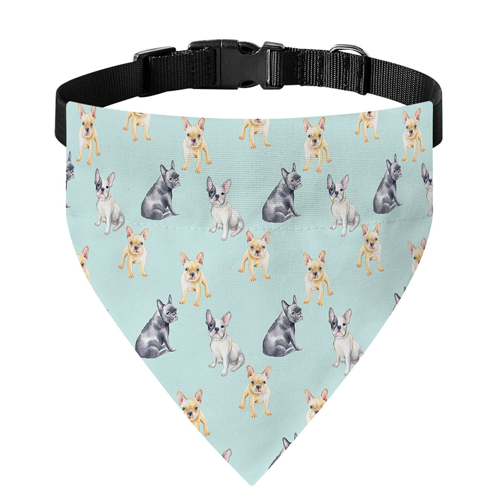 Watercolor French Bulldog Pattern Print Over The Collar Dog Bandana