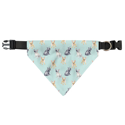 Watercolor French Bulldog Pattern Print Over The Collar Dog Bandana