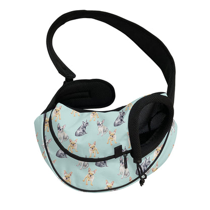 Watercolor French Bulldog Pattern Print Pet Sling Carrier