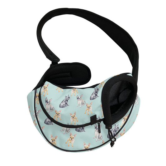 Watercolor French Bulldog Pattern Print Pet Sling Carrier