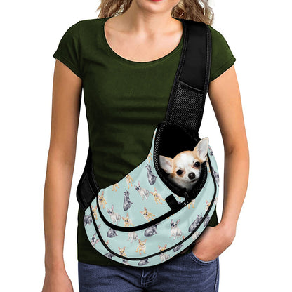 Watercolor French Bulldog Pattern Print Pet Sling Carrier