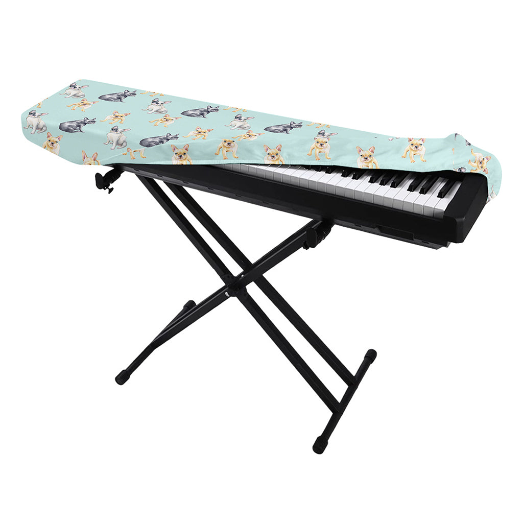 Watercolor French Bulldog Pattern Print Piano Keyboard Cover
