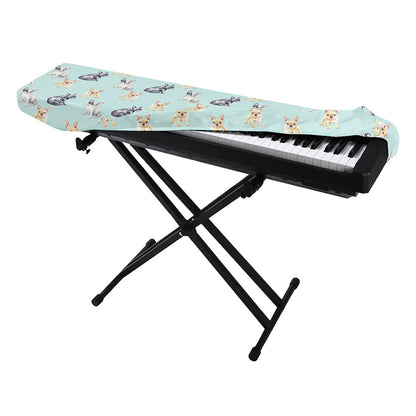 Watercolor French Bulldog Pattern Print Piano Keyboard Cover