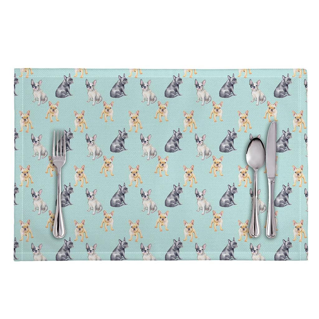 Watercolor French Bulldog Pattern Print Placemat