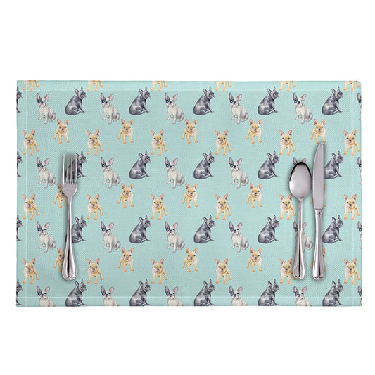 Watercolor French Bulldog Pattern Print Placemat
