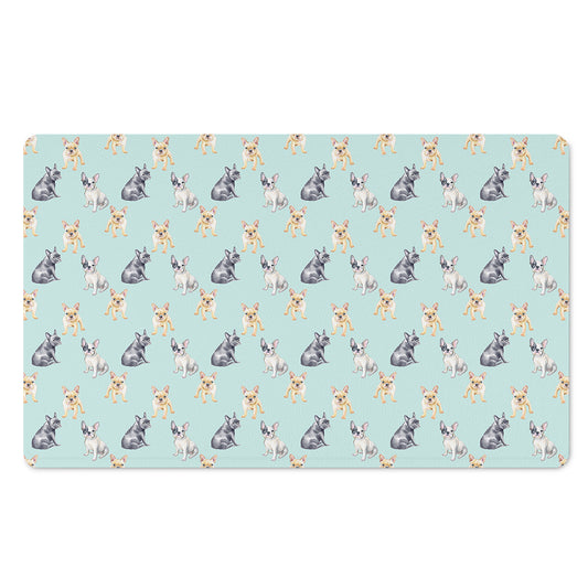 Watercolor French Bulldog Pattern Print Polyester Doormat