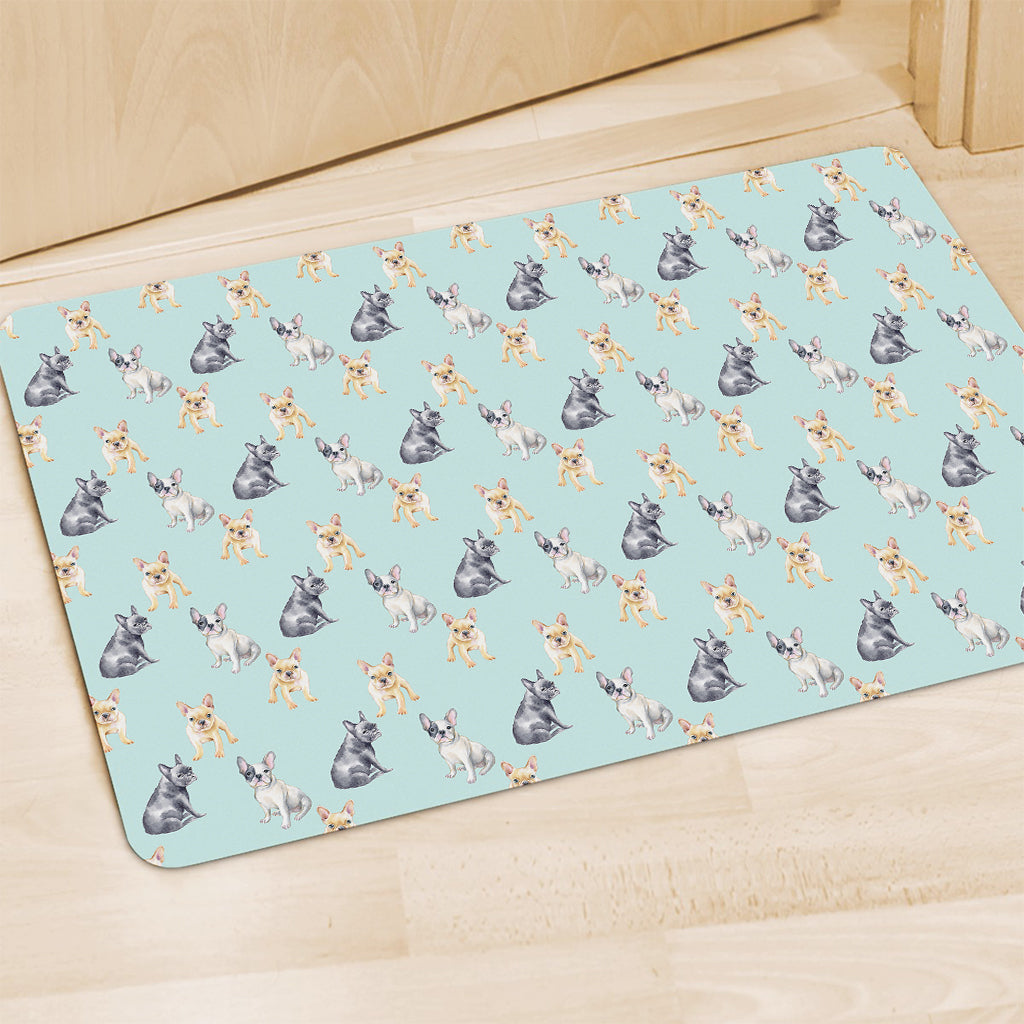 Watercolor French Bulldog Pattern Print Polyester Doormat