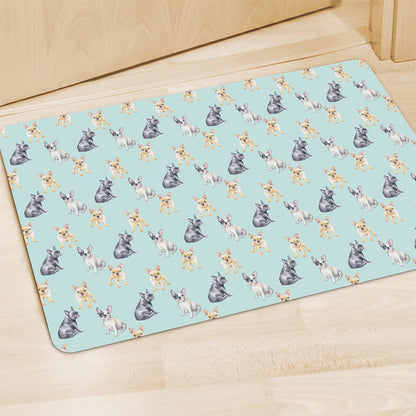 Watercolor French Bulldog Pattern Print Polyester Doormat