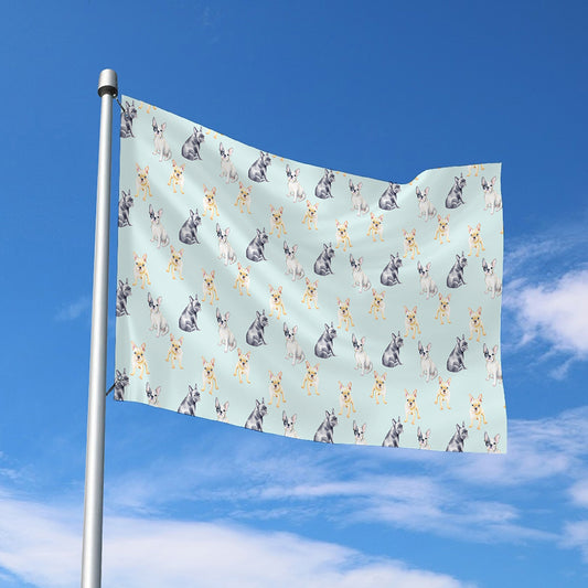 Watercolor French Bulldog Pattern Print Polyester Flag