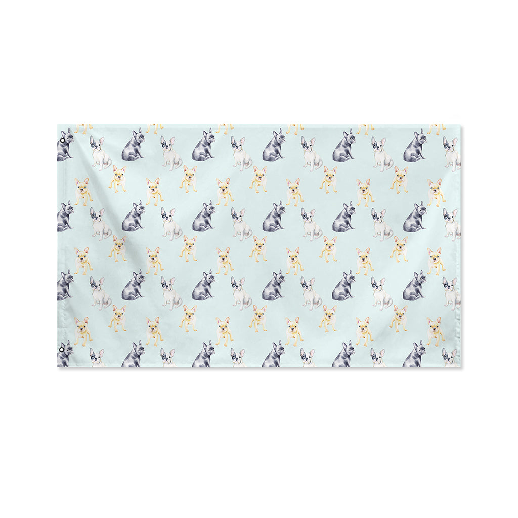 Watercolor French Bulldog Pattern Print Polyester Flag