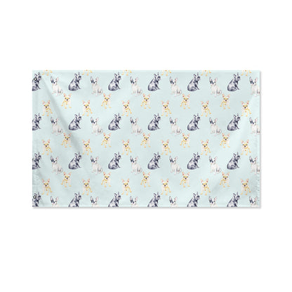 Watercolor French Bulldog Pattern Print Polyester Flag