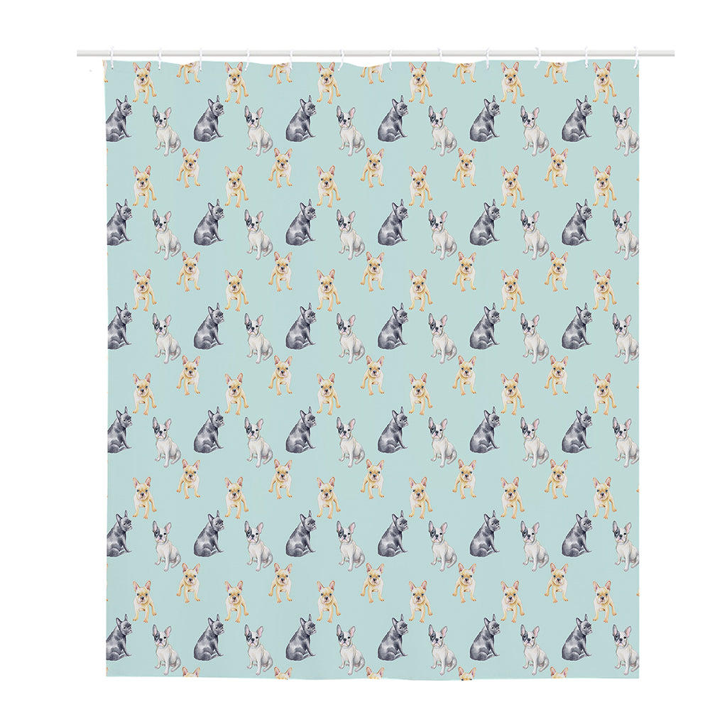 Watercolor French Bulldog Pattern Print Polyester Shower Curtain